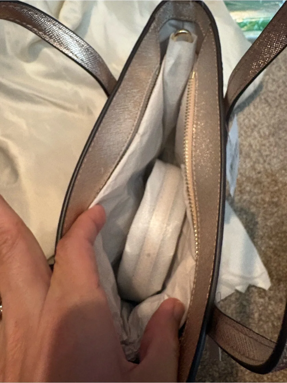 $329 New Kate Spade Glitter Rose Gold Crossbody